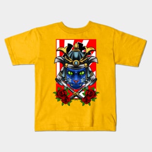 Samurai Cat | Skyblue Kabuto 004 Kids T-Shirt